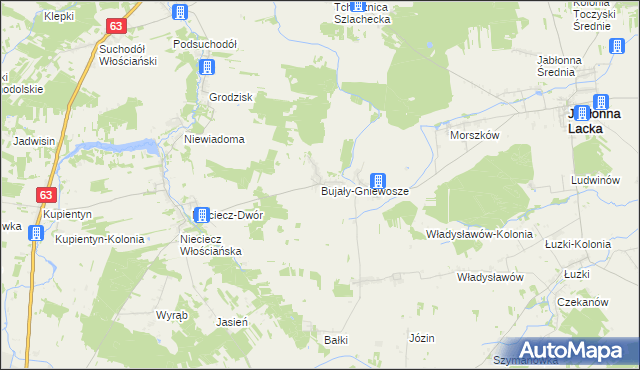 mapa Bujały-Gniewosze, Bujały-Gniewosze na mapie Targeo