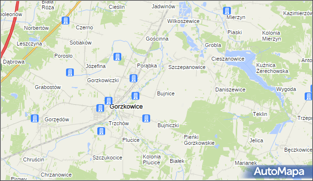 mapa Bujnice, Bujnice na mapie Targeo