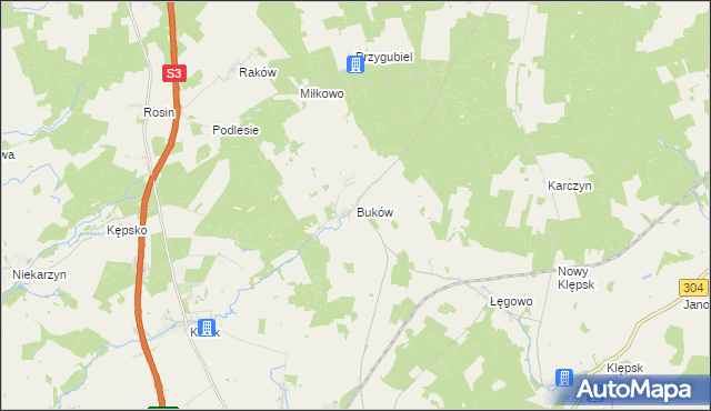 mapa Buków gmina Sulechów, Buków gmina Sulechów na mapie Targeo