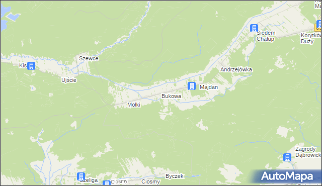 mapa Bukowa gmina Biłgoraj, Bukowa gmina Biłgoraj na mapie Targeo