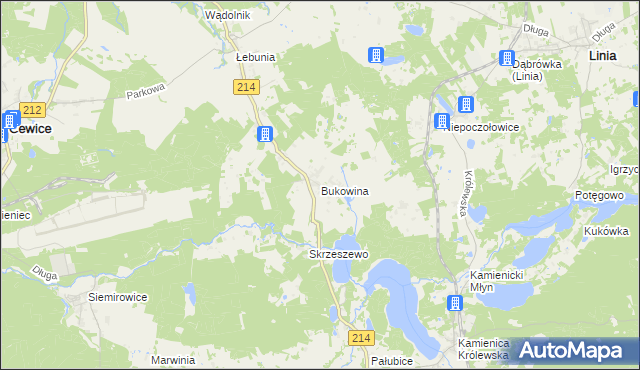 mapa Bukowina gmina Cewice, Bukowina gmina Cewice na mapie Targeo