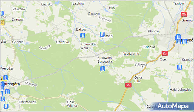 mapa Bukowina Sycowska, Bukowina Sycowska na mapie Targeo