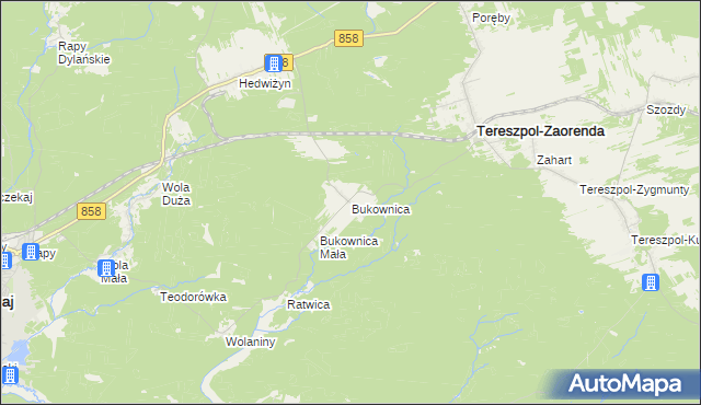 mapa Bukownica gmina Tereszpol, Bukownica gmina Tereszpol na mapie Targeo