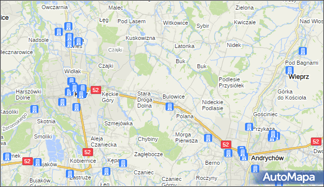 mapa Bulowice, Bulowice na mapie Targeo