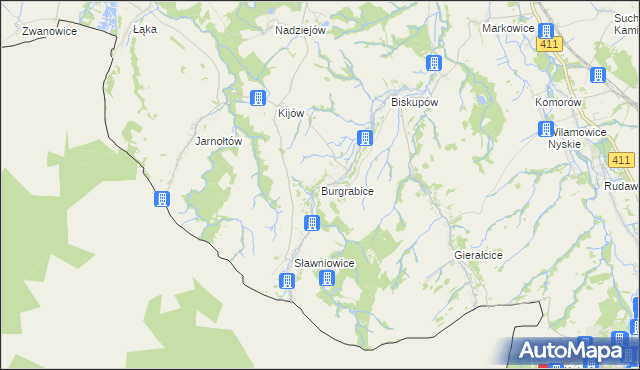 mapa Burgrabice, Burgrabice na mapie Targeo