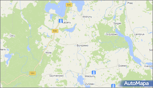 mapa Burszewo, Burszewo na mapie Targeo