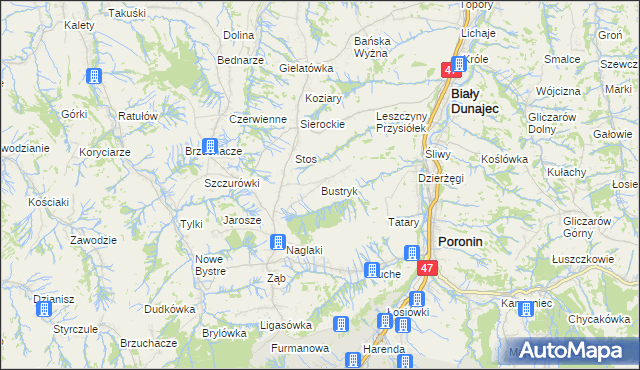 mapa Bustryk, Bustryk na mapie Targeo