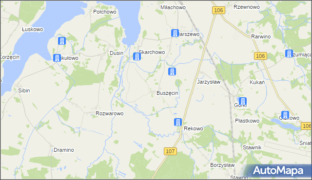 mapa Buszęcin, Buszęcin na mapie Targeo