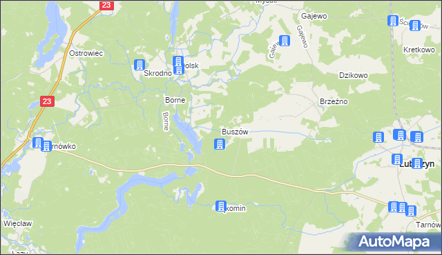 mapa Buszów gmina Lubiszyn, Buszów gmina Lubiszyn na mapie Targeo