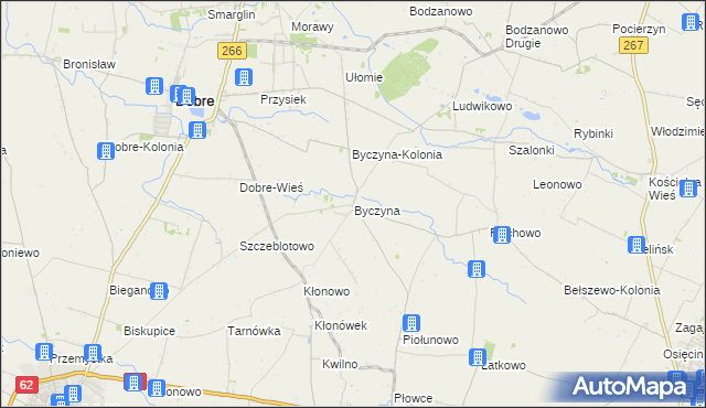 mapa Byczyna gmina Dobre, Byczyna gmina Dobre na mapie Targeo