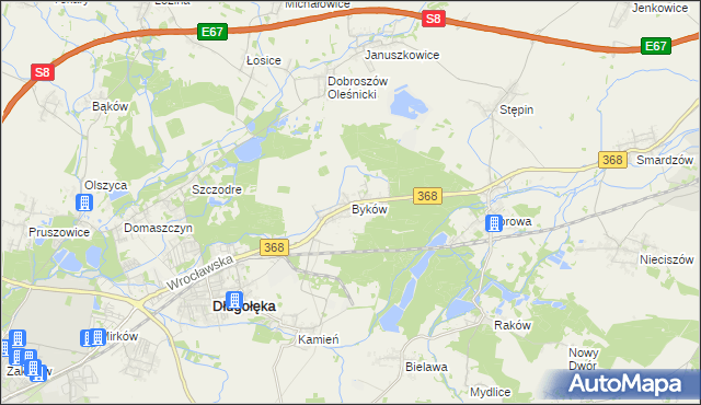 mapa Byków, Byków na mapie Targeo