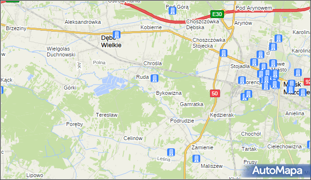 mapa Bykowizna, Bykowizna na mapie Targeo
