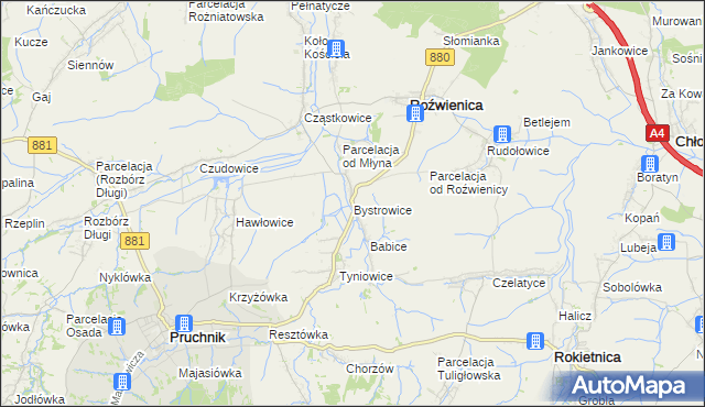 mapa Bystrowice, Bystrowice na mapie Targeo
