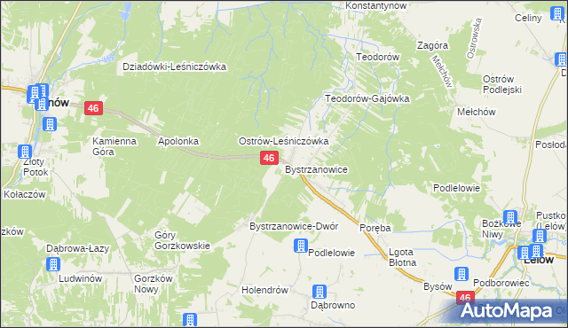 mapa Bystrzanowice, Bystrzanowice na mapie Targeo