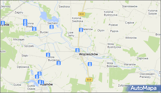 mapa Bystrzyca gmina Wojcieszków, Bystrzyca gmina Wojcieszków na mapie Targeo