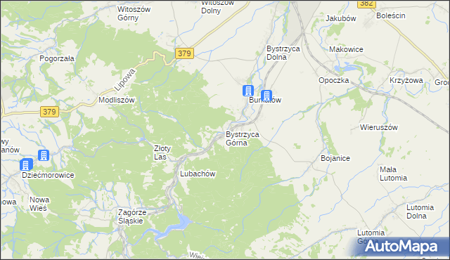 mapa Bystrzyca Górna, Bystrzyca Górna na mapie Targeo