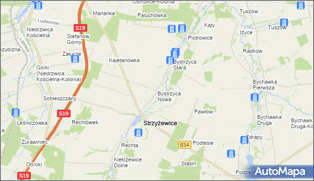 mapa Bystrzyca Nowa, Bystrzyca Nowa na mapie Targeo