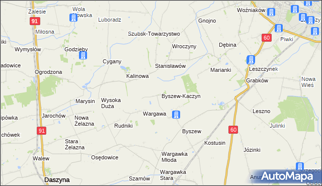 mapa Byszew-Kaczyn, Byszew-Kaczyn na mapie Targeo