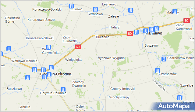 mapa Byszewo-Wygoda, Byszewo-Wygoda na mapie Targeo