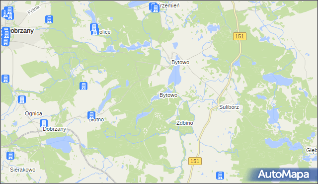 mapa Bytowo gmina Recz, Bytowo gmina Recz na mapie Targeo