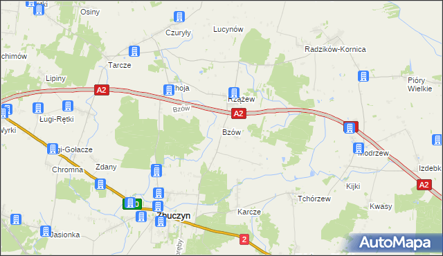 mapa Bzów, Bzów na mapie Targeo