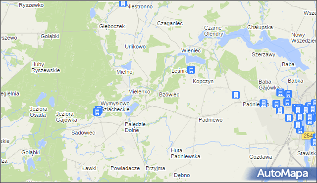 mapa Bzówiec, Bzówiec na mapie Targeo