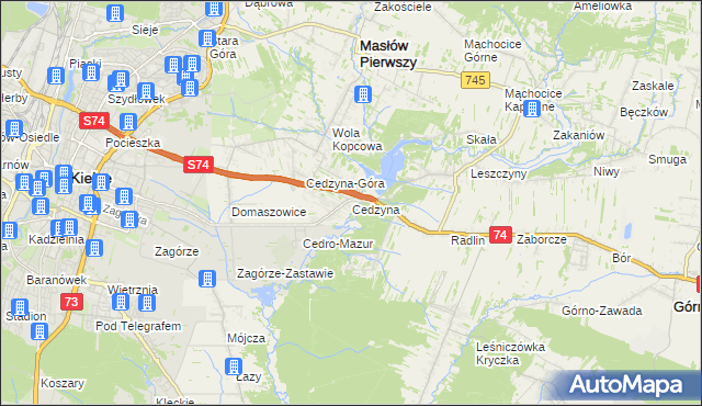 mapa Cedzyna, Cedzyna na mapie Targeo