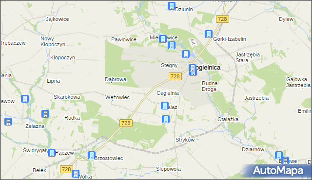 mapa Cegielnia gmina Mogielnica, Cegielnia gmina Mogielnica na mapie Targeo
