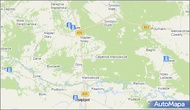 mapa Cegielnia-Markowicze, Cegielnia-Markowicze na mapie Targeo