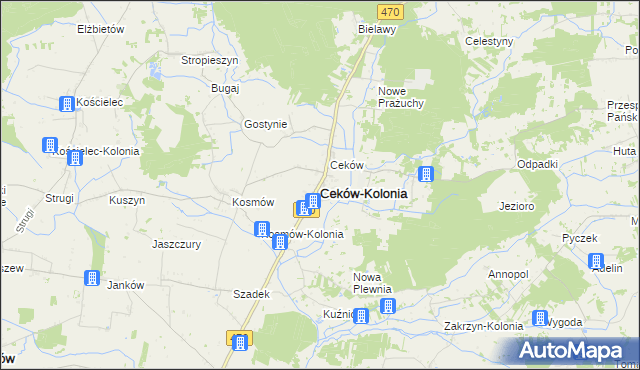 mapa Ceków-Kolonia, Ceków-Kolonia na mapie Targeo