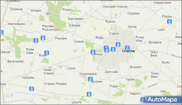 mapa Celinów gmina Grabów, Celinów gmina Grabów na mapie Targeo