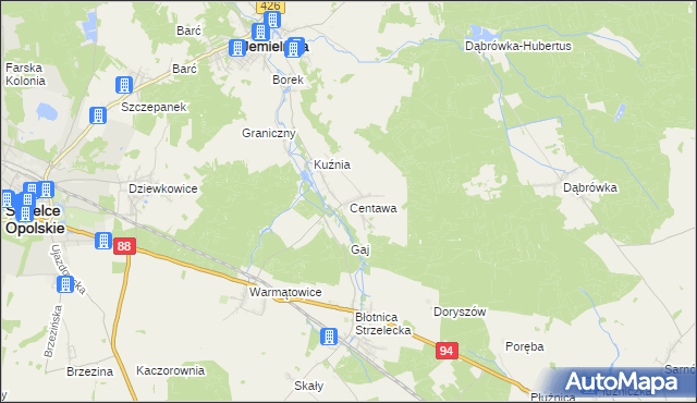 mapa Centawa, Centawa na mapie Targeo