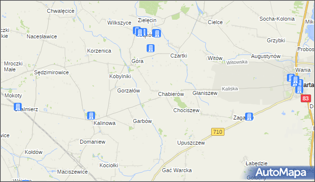 mapa Chabierów, Chabierów na mapie Targeo