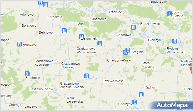 mapa Chądzyny-Krusze, Chądzyny-Krusze na mapie Targeo