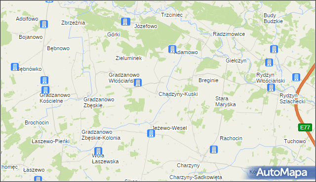 mapa Chądzyny-Kuski, Chądzyny-Kuski na mapie Targeo