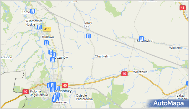 mapa Charbielin gmina Głuchołazy, Charbielin gmina Głuchołazy na mapie Targeo