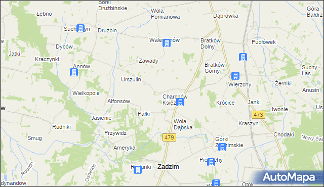 mapa Charchów Księży, Charchów Księży na mapie Targeo