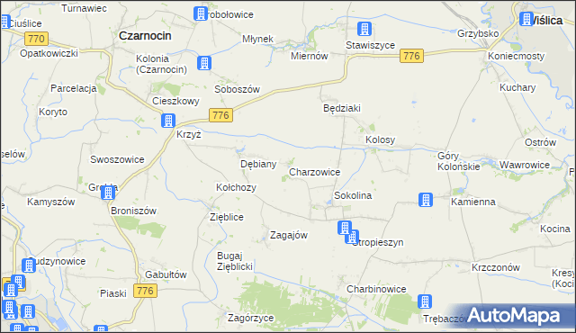 mapa Charzowice, Charzowice na mapie Targeo