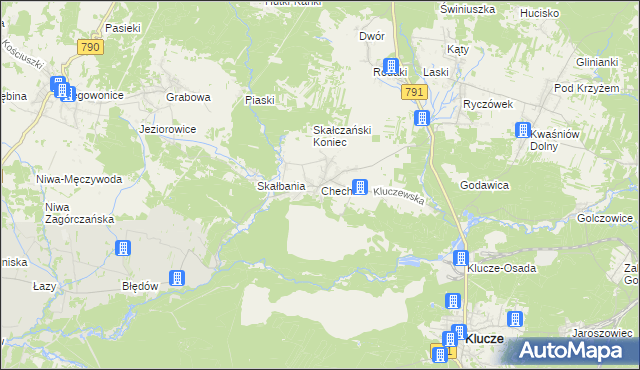 mapa Chechło gmina Klucze, Chechło gmina Klucze na mapie Targeo