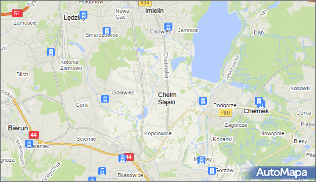 mapa Chełm Śląski, Chełm Śląski na mapie Targeo