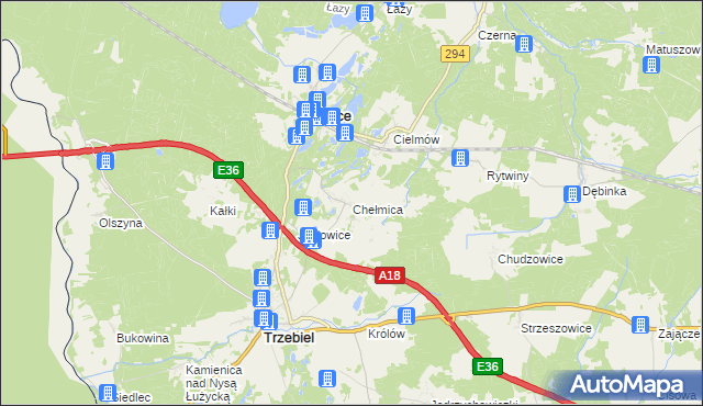 mapa Chełmica, Chełmica na mapie Targeo
