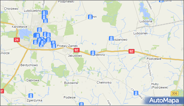 mapa Chełmno gmina Pniewy, Chełmno gmina Pniewy na mapie Targeo