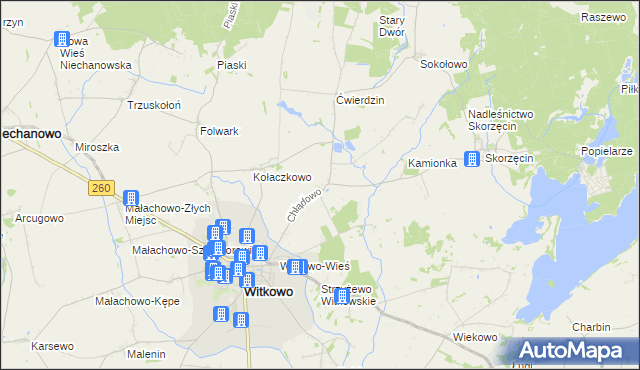 mapa Chłądowo, Chłądowo na mapie Targeo