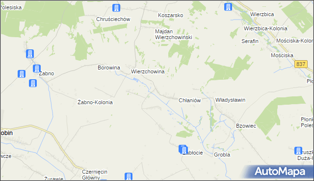 mapa Chłaniów-Kolonia, Chłaniów-Kolonia na mapie Targeo