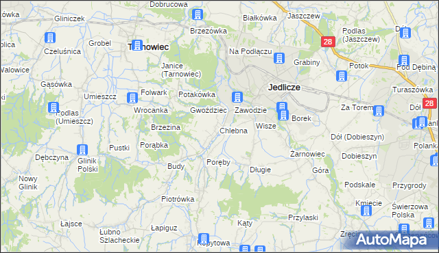 mapa Chlebna gmina Jedlicze, Chlebna gmina Jedlicze na mapie Targeo