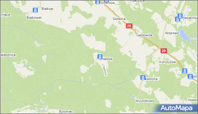 mapa Chlebów gmina Maszewo, Chlebów gmina Maszewo na mapie Targeo