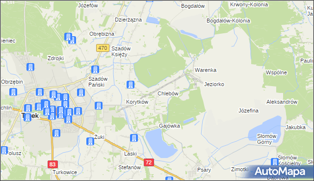 mapa Chlebów gmina Turek, Chlebów gmina Turek na mapie Targeo