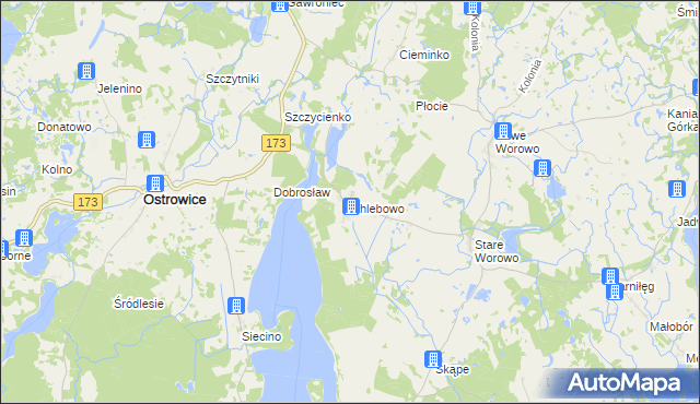 mapa Chlebowo gmina Ostrowice, Chlebowo gmina Ostrowice na mapie Targeo
