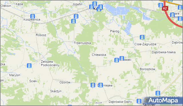 mapa Chlewiska gmina Kotuń, Chlewiska gmina Kotuń na mapie Targeo