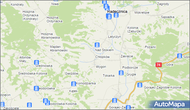 mapa Chłopków gmina Frampol, Chłopków gmina Frampol na mapie Targeo